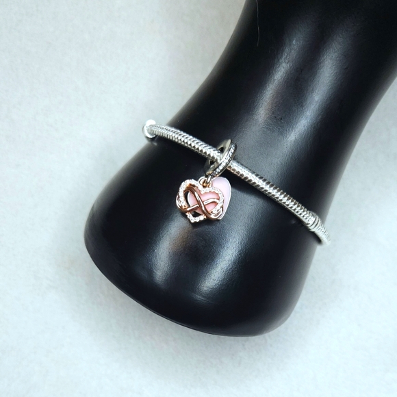 Genuine S925 Sterling Silver Sparkle Infinity Heart Pandora Moments Style Charm - Picture 16 of 16